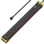 12-Outlet Heavy Duty Power Strip with Individual Switches – 1020J Surge Protector, 9FT Cord, Wall Mountable