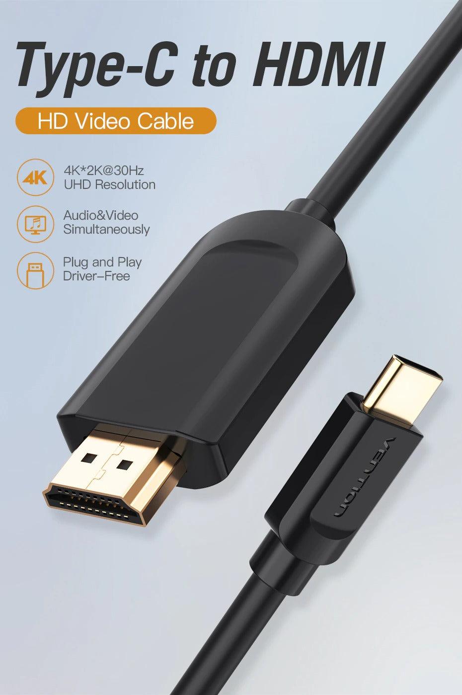 USB C To HDMI Cable 4K Type C HDMI  Adapter High Speed Gold Plated Connectors Ethernet Audio Return Video 4K Full HD For Laptop Mobile Phone