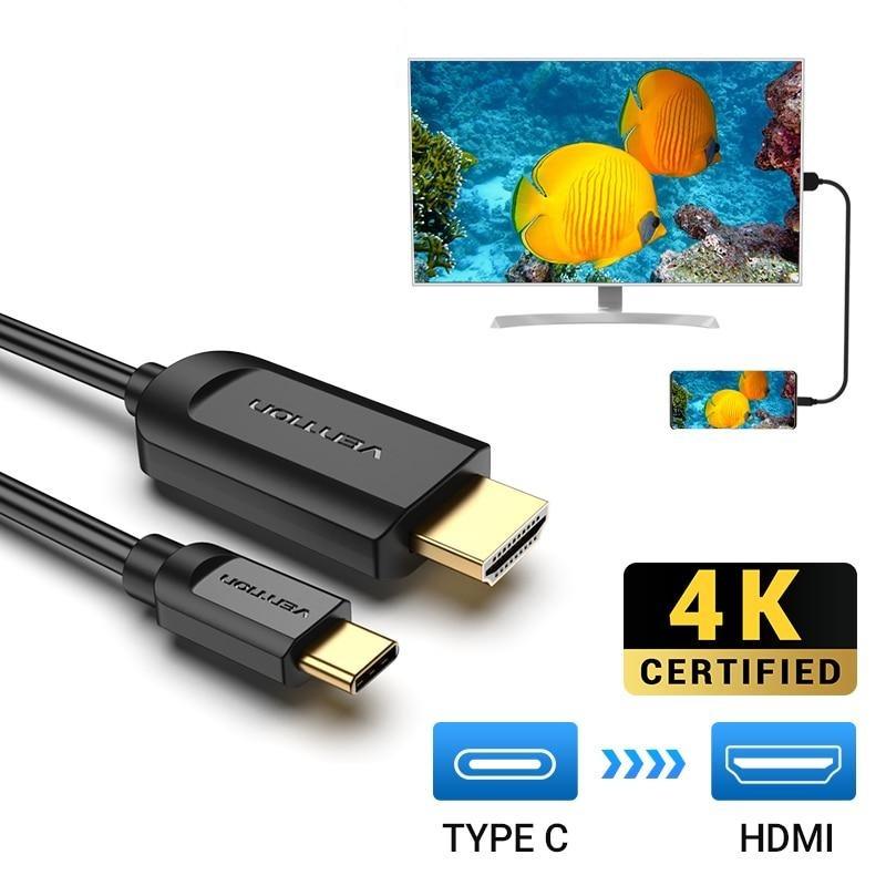 USB C To HDMI Cable 4K Type C HDMI  Adapter High Speed Gold Plated Connectors Ethernet Audio Return Video 4K Full HD For Laptop Mobile Phone