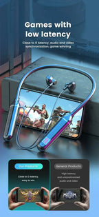 Wireless Neckband Headphones | Bluetooth 5.2 Earphones with Noise Cancelling and LED Display