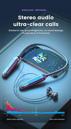 Wireless Neckband Headphones | Bluetooth 5.2 Earphones with Noise Cancelling and LED Display